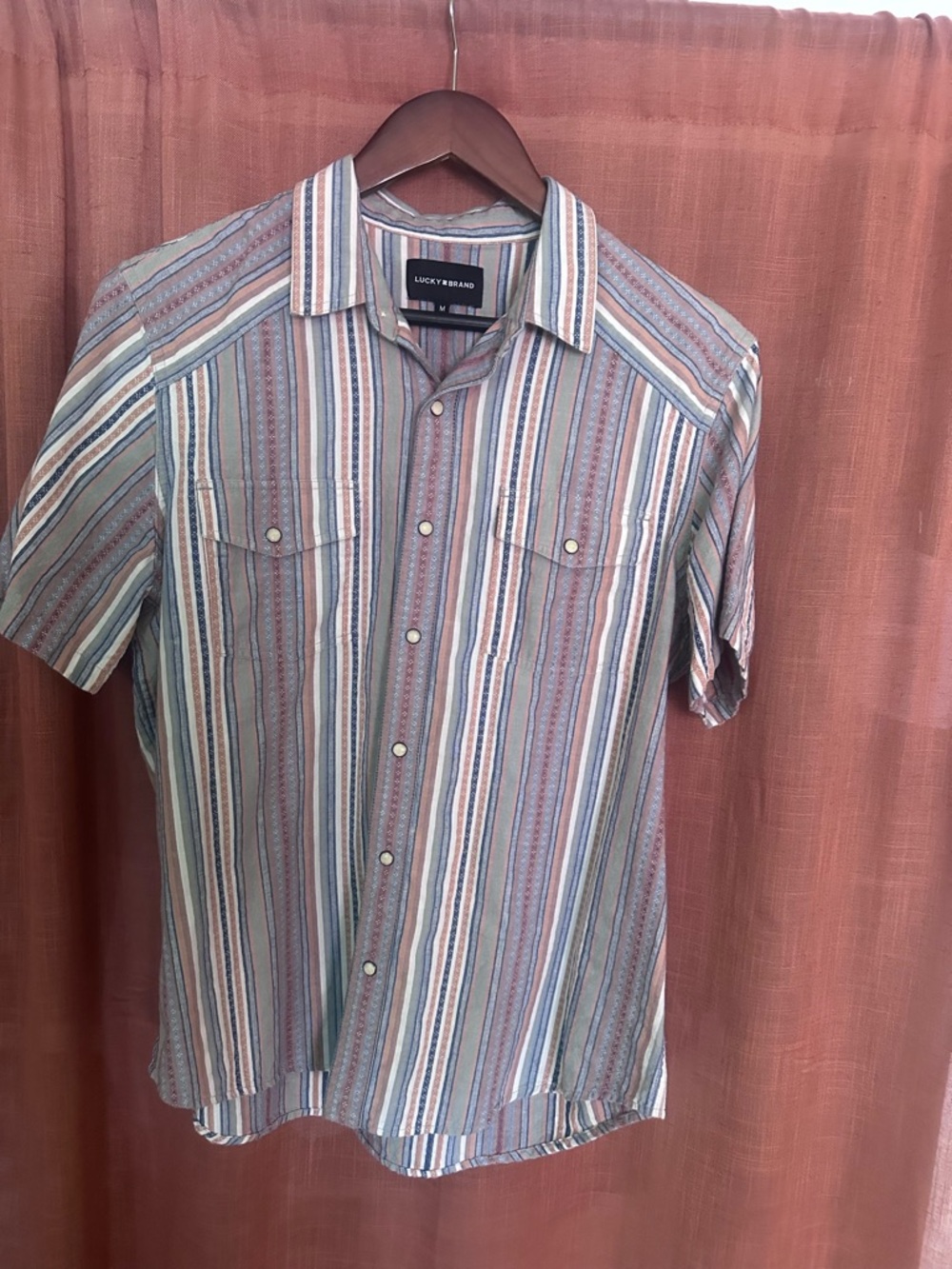 Lucky Brand Men's Short-Sleeve Striped Button-Up Shirt - Multi-Color
